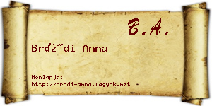 Bródi Anna névjegykártya