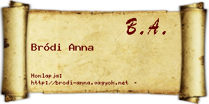 Bródi Anna névjegykártya